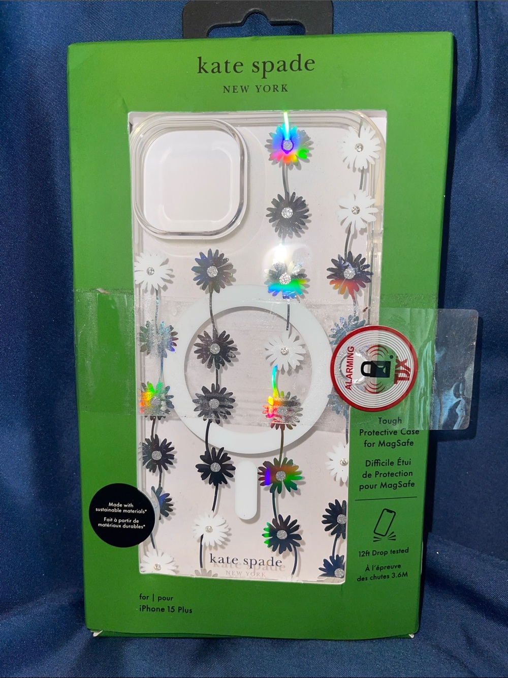 kate spade Clear Floral MagSafe iPhone 15 Plus Case with Holographic Accents